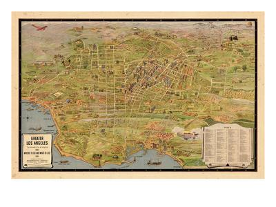 1927 Pictorial Tourism Map of Cambria Pines California Wall Art Poster Print