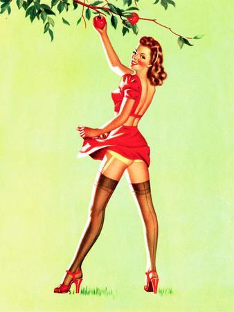 18x24 Vintage Reproduction Pinup Beautiful Brunette falling Roller Skates