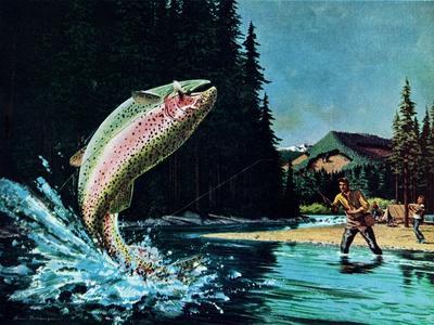 Vintage Fly Fishing Retro Poster from Century Printable, Fly Fishing Book,  Fishing Lure, Trout Fishing, Fly Tie Tool Print Canvas Painting Wall Art