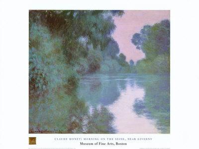 CLAUDE MONET ~ Banks of the Sienne river~ *FRAMED* CANVAS ART Poster ~ 24x16/"