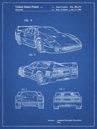 Ferrari F40 Poster Print, Vintage Car Poster Design — VAULTED