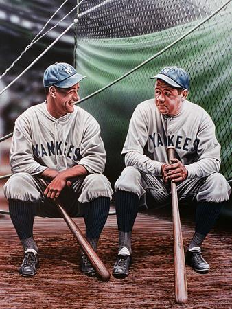 Babe Ruth & Lou Gehrig Yankees Baseball History Vintage Retro Tin