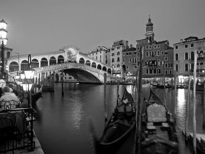 Rialto Bridge Venice Italy at Night Photo Art Print Poster 36x12