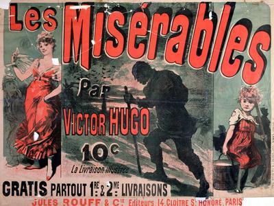 Les Miserables Victor Hugo vintage theatre poster repro 18x24