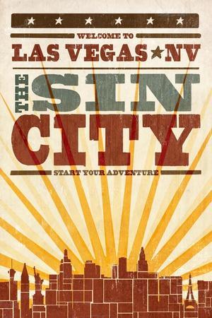 Las Vegas Old Strip Scene: Retro Travel Poster