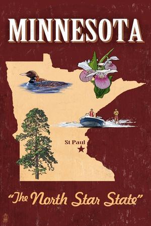 St. Paul, Minnesota - Vintage Travel Print