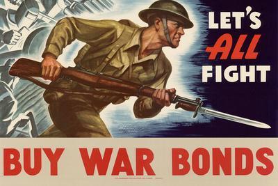 WW2 vintage war poster BUY BONDS 24X36 weapons brawn COLLECTORS unique