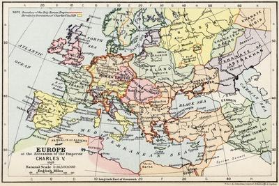 1925 Map of Europe Poster - Vintage Standard Map of Europ Wall Art Decor  Print