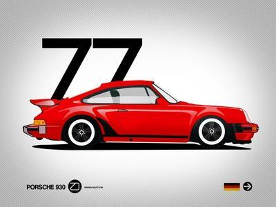 Porsche 911 Turbo Car Posters Illustration Prints Wall Art for