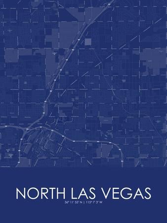 Las Vegas Map Print, Blue Geometric Vegas Valley Strip City Wall Art P —  Maps As Art