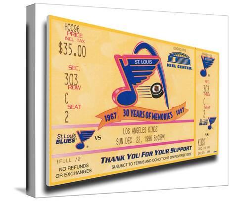 Brett Hull 500th Goal Mega Ticket - St. Louis Blues Stretched Canvas Print at 0