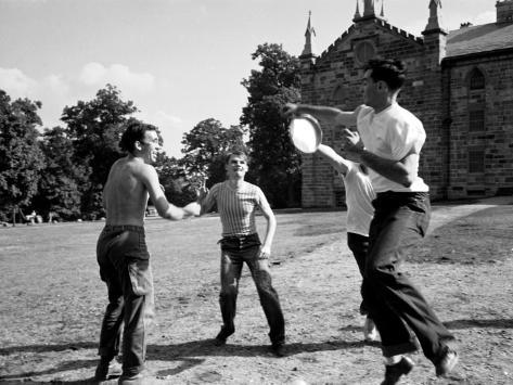 Group of Kenyon College Students Playing with Flying Disc, Design for Frisbee was Patented in 1948 Premium Photographic Print