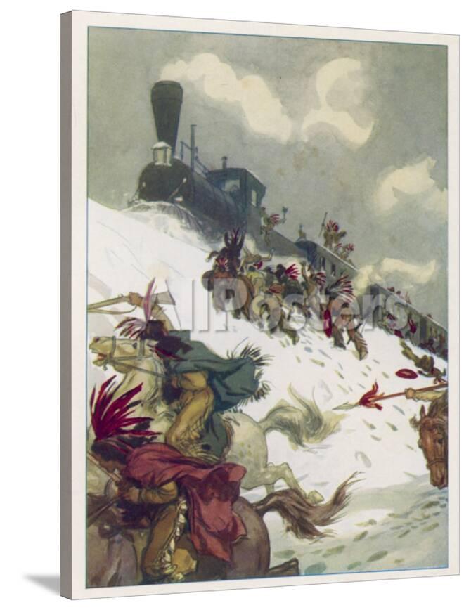 Le Tour Du Monde En 80 Jours The Travellers Train Is Attacked By Sioux Giclee Print Auguste Leroux Allposters Com