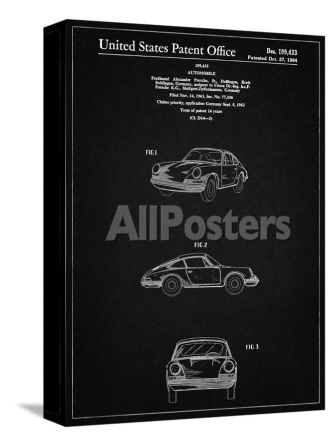 Pp144 Vintage Black 1964 Porsche 911 Patent Poster Giclee Print Cole Borders Allposters Com