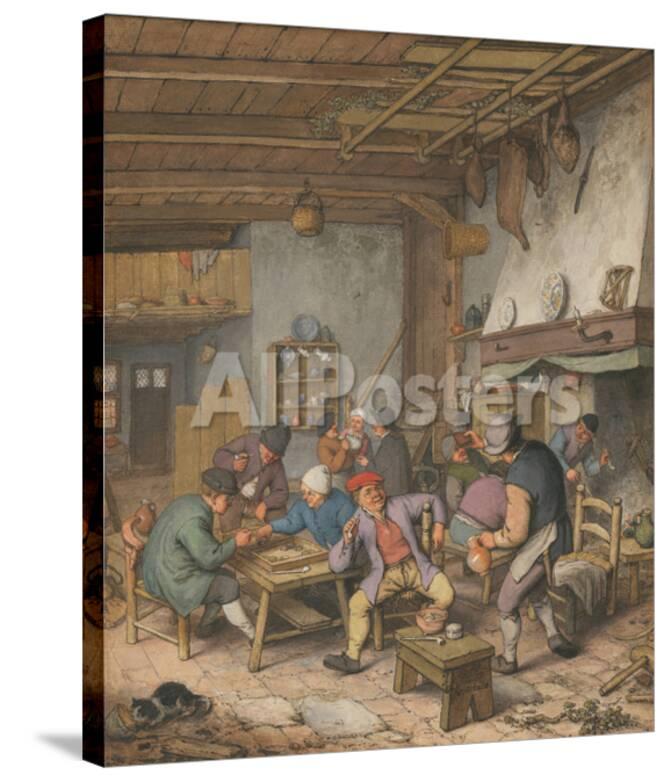 Room In An Inn With Peasants Drinking Smoking And Playing Backgam 1678