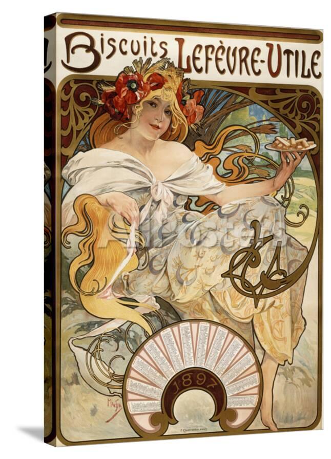 Biscuits Lefevre Utile Designed As A Calendar For 17 16 Lithograph In Colours Giclee Print Alphonse Mucha Allposters Com