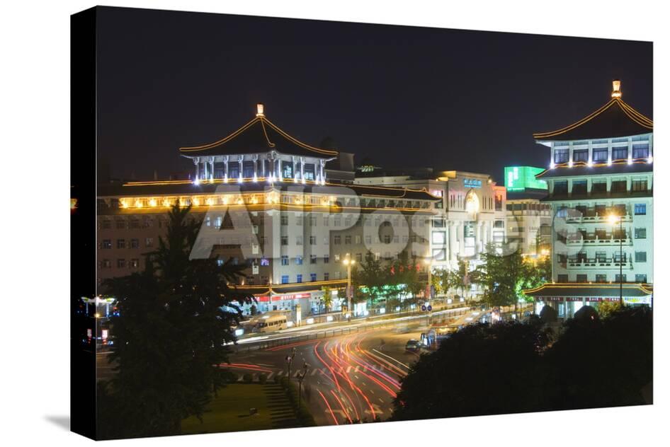 Chinese Style Hotel Building And City Lights Xian City Shaanxi Province China Asia - 