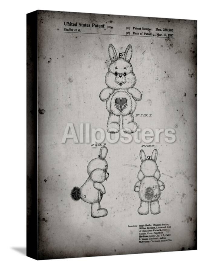 PP1078 Faded Grey Swift Heart Rabbit Care Bear Poster Giclee Print