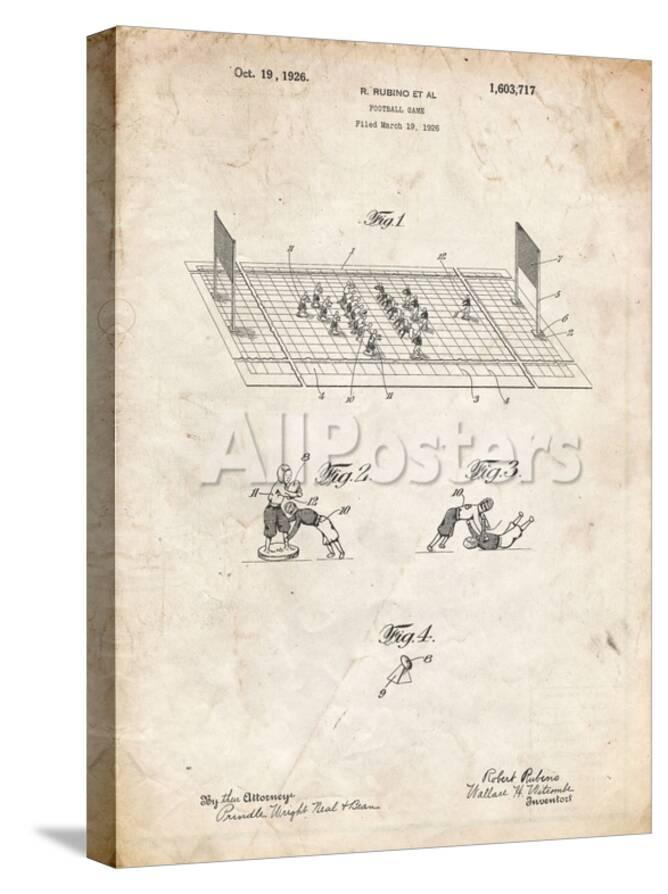 Pp142 Vintage Parchment Football Board Game Patent Poster Giclee