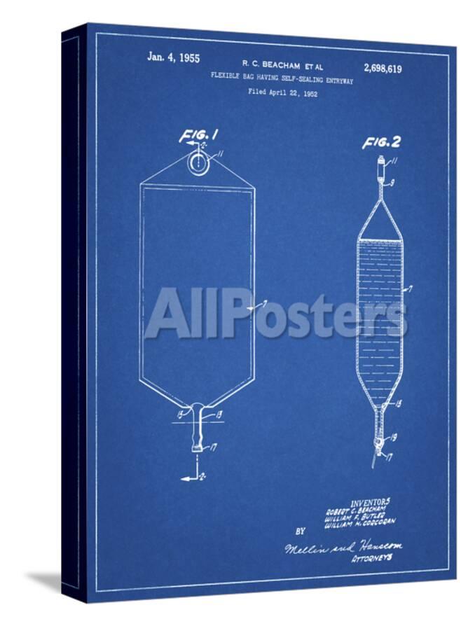 Pp887 Blueprint I V Bag Patent Poster Giclee Print By Cole