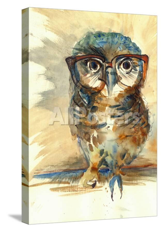 Wise Owl With Big Eyes In Hipster Glasses Animal Watercolor Painting Poster Colored Print Textile P Poster Farianna Allposters Com,Kawaii Anime Girl Cute Drawing Pictures
