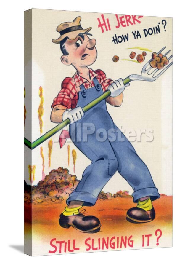 comic cartoon hi jerk still slinging it man shoveling poo