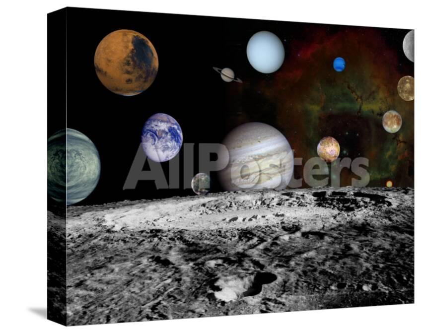 Solar System Montage Of Voyager Images Photograph Outer Space