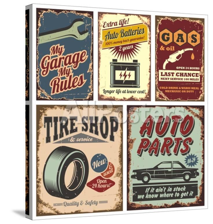 Vintage Car Metal Signs And Posters