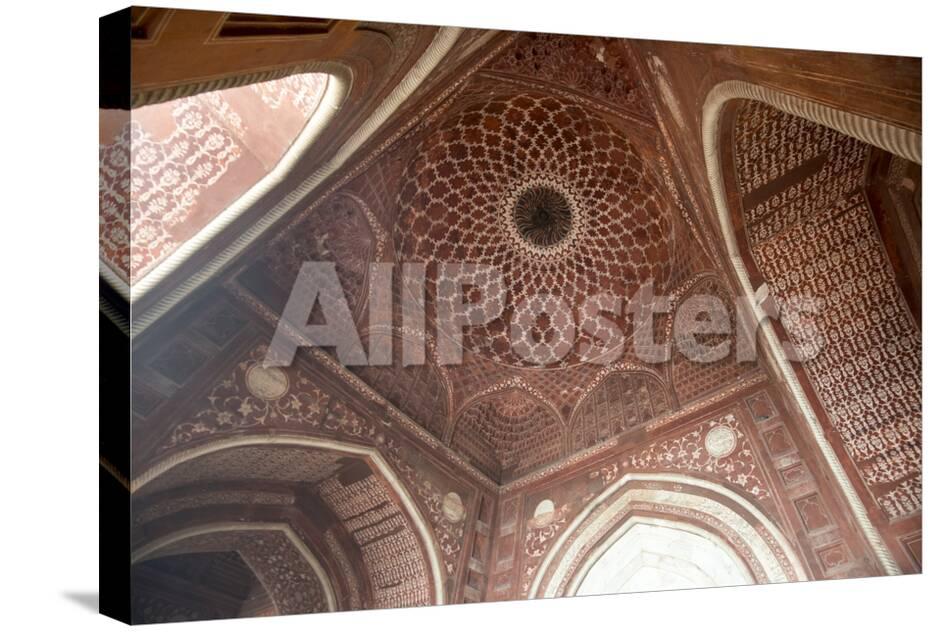 The Interior Of A Dome And Arches Of The Taj Mahal With Fog