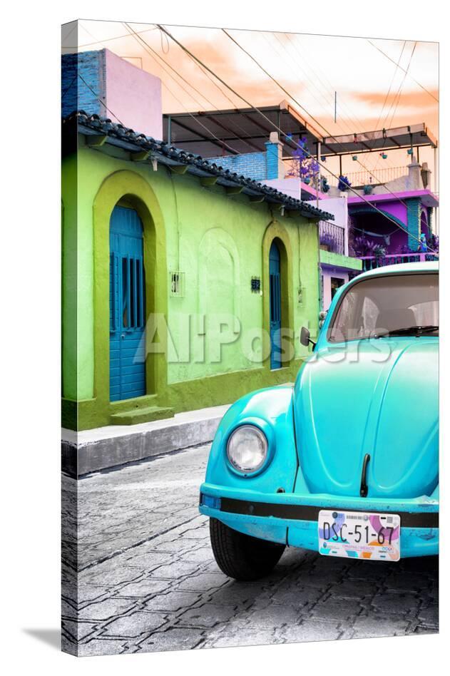 Viva Mexico Collection Light Blue Vw Beetle Car In A Colorful Collection Light Blue Vw Beetle Car In A Colorful Street Photographic Print By Philippe Hugonnard At Allposters