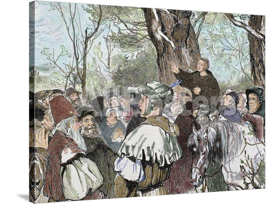 German Reformer Luther S Preaching To The Crowd In Moera Colored