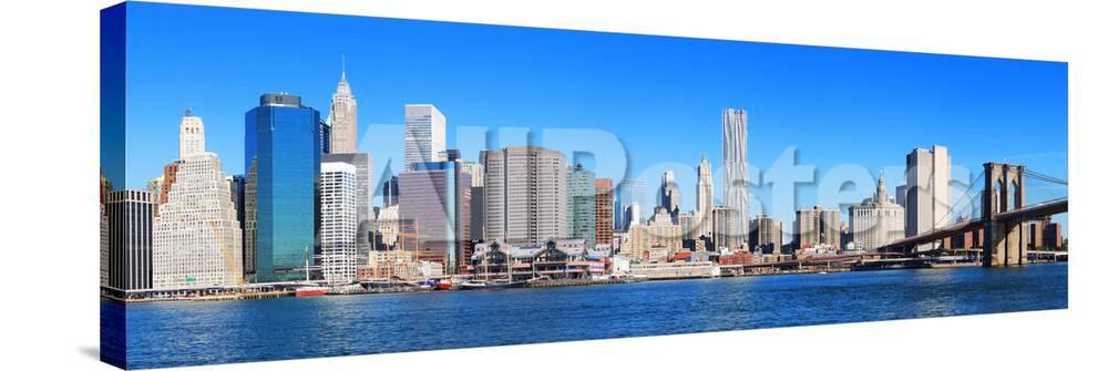 New York City Manhattan Skyline Panorama With Brooklyn Bridge And Skyscrapers Over Hudson River In Photographic Print Songquan Deng Allposters Com