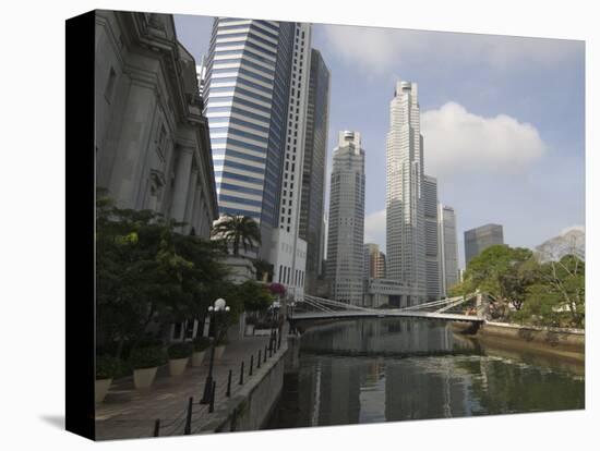 Cavenagh Bridge and the Singapore River Looking Towards the Financial District, Singapore-Amanda Hall-Stretched Canvas