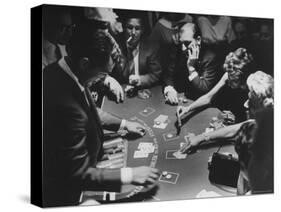 Entertainer Dean Martin Running His Own Game of Blackjack at a Casino-Allan Grant-Stretched Canvas
