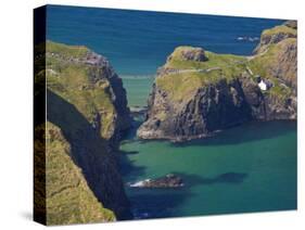 Carrick-A-Rede Rope Bridge to Carrick Island, Larrybane Bay, County Antrim, Ulster-Neale Clarke-Stretched Canvas