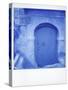 Polaroid of Traditional Painted Blue Door Against Bluewashed Wall, Chefchaouen, Morocco-Lee Frost-Stretched Canvas