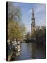 Westerkerk Church and the Prinsengracht Canal, Amsterdam, Netherlands, Europe-Amanda Hall-Stretched Canvas