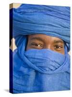 Timbuktu, the Eyes of a Tuareg Man in His Blue Turban at Timbuktu, Mali-Nigel Pavitt-Stretched Canvas