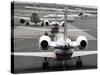 Airplanes Waiting to Take Off from Laguardia Airport, Carrying Travelers for Thanksgiving Holiday-null-Stretched Canvas