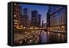 Chicago River Dusk II-Larry Malvin-Framed Stretched Canvas