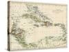 Map of West Indies and the Caribbean Sea, 1800s-null-Stretched Canvas