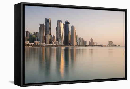 New Skyline of the West Bay Central Financial District of Doha, Qatar, Middle East-Gavin-Framed Stretched Canvas