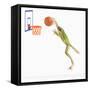 Frog Playing Basketball-null-Framed Stretched Canvas