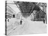 Workers Clearing after Blizzard-null-Stretched Canvas