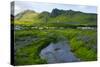 Iceland. South. Vik I Myrdal. Stream Running Down to the Beach-Inger Hogstrom-Stretched Canvas