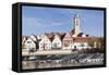 Municipal Church of Stadtkirche St. Laurentius, Nurtingen, Neckar River-Marcus Lange-Framed Stretched Canvas