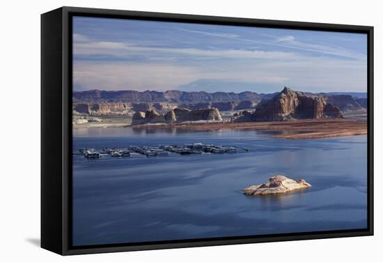 Arizona, Lake Powell and Houseboats at Wahweap Marina-David Wall-Framed Stretched Canvas