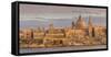 Valletta Skyline Panorama at Sunset with the Carmelite Church Dome and St. Pauls Anglican Cathedral-Neale Clark-Framed Stretched Canvas