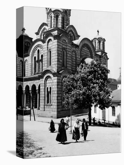 Some Serbian People Strolling in Front of a Church, Belgrade-null-Stretched Canvas