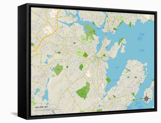 Political Map of Salem, MA-null-Framed Stretched Canvas